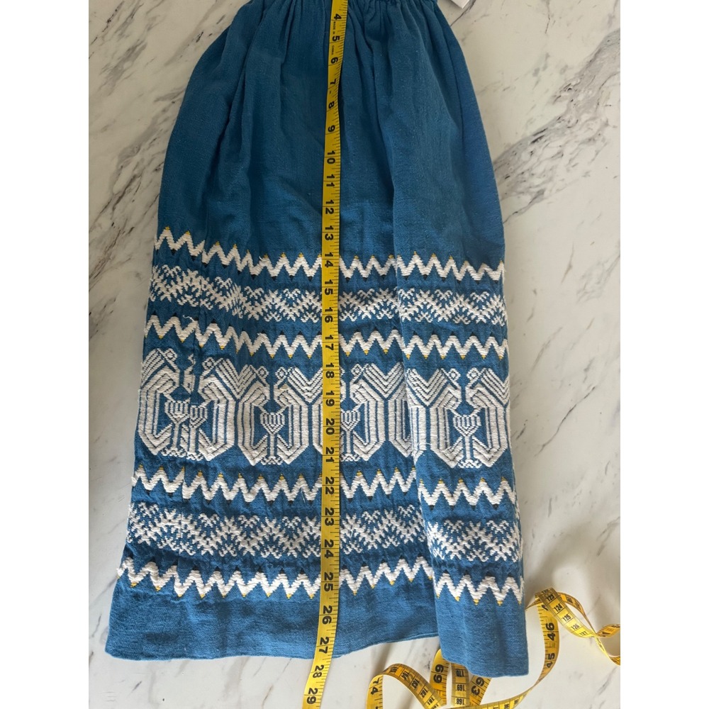 Sombol‎ Guatemala Handwoven Indian Textiles Teal Blue Embroidered Midi Skirt - Picture 7 of 7